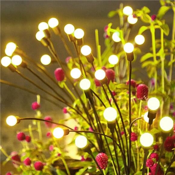 Garden Firefly Lights Solar ,2 Pack 6 LEDs Solar Powered Swaying Outdoor Lights - Picture 1 of 7